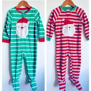 2T Carters Two Fleece Footed Sleepers- Christmas